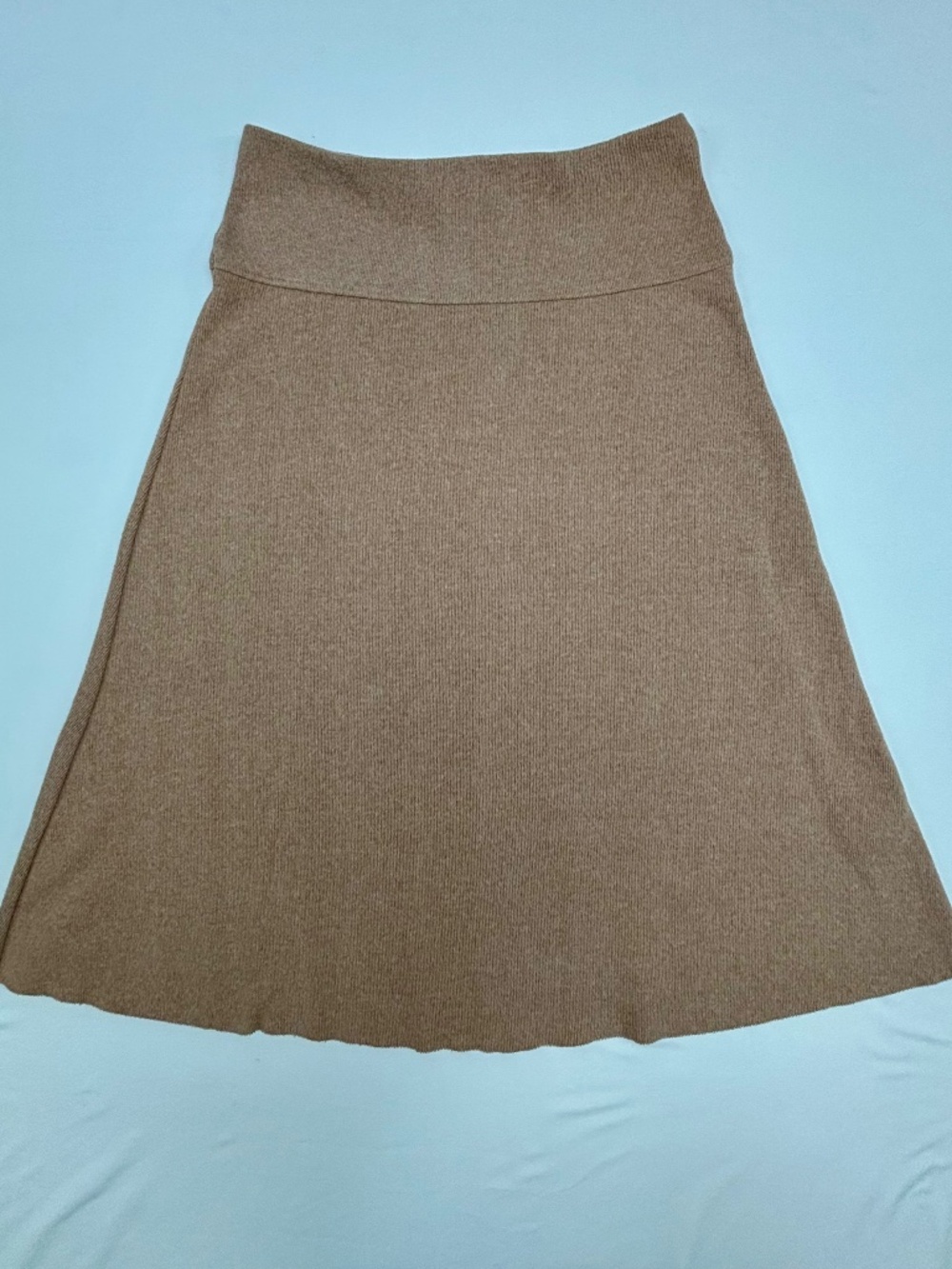 ZARA Soft Ribbed Knit Midi Skirt Beige Brown size L